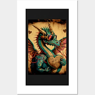 Dragon With Valentine Posters and Art